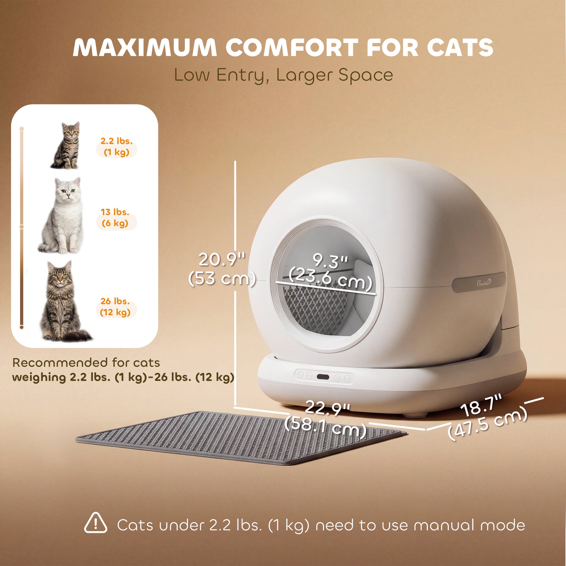 72L Automatic Litter Box, Self Cleaning Litter Box, App Control, Odor & Noise Control, Safety Sensors, Deodorant Gel