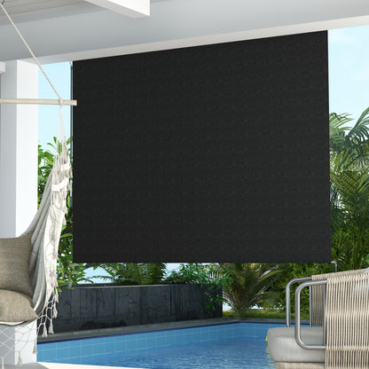 8' x 6' Patio Door Blinds, Outdoor Roller Shades, Cordless Roll Up Shade for Porch Gazebo, Black