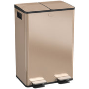 Dual Garbage Bin, Soft-Close Trash Can with Foot Pedal, 2 x 28 Liter Garbage Can with Removable Inner Buckets, Gold