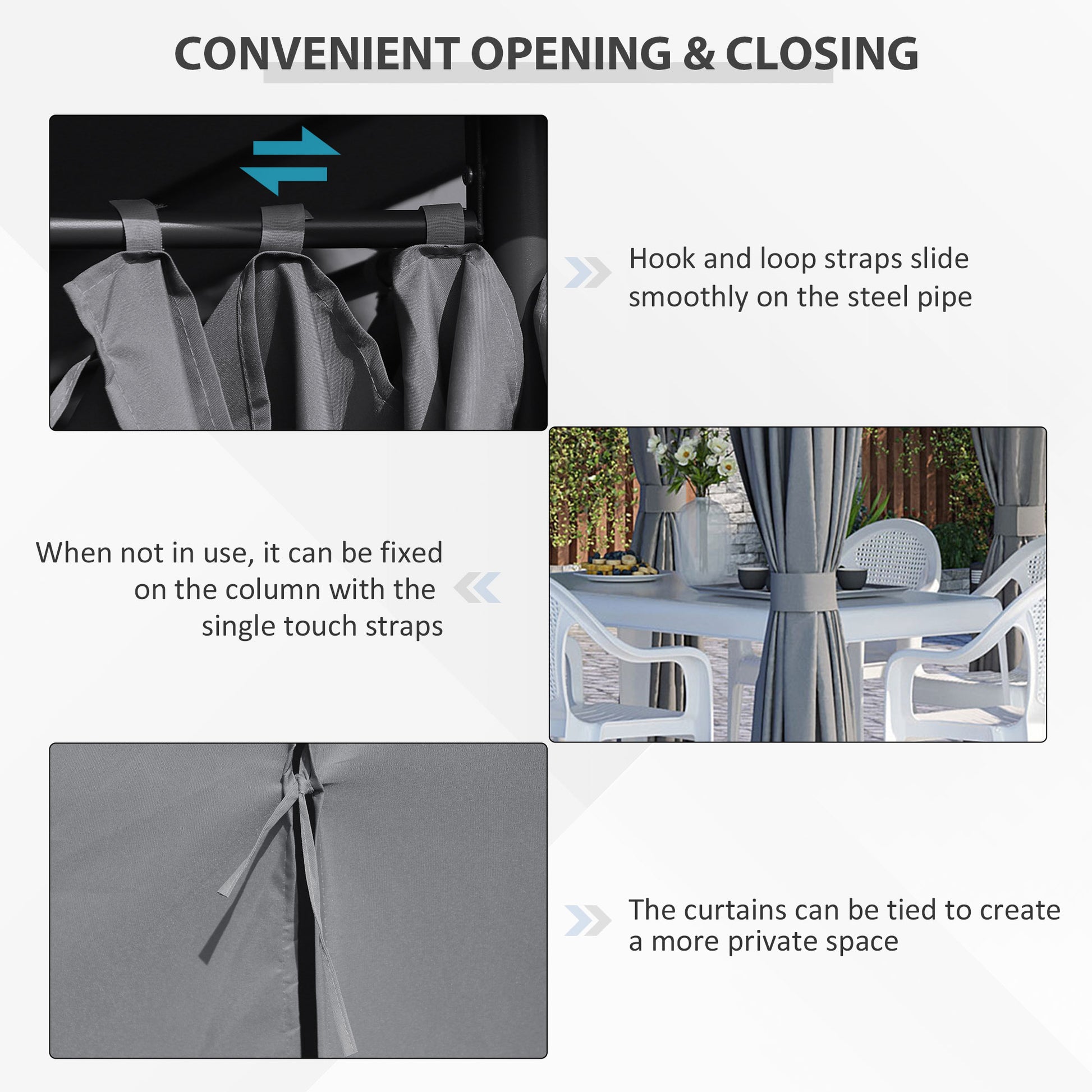 13'x 10' Soft-top Steel Patio Gazebo Canopy Party Tent with 6 Removable Curtains and Drainage Holes, Grey