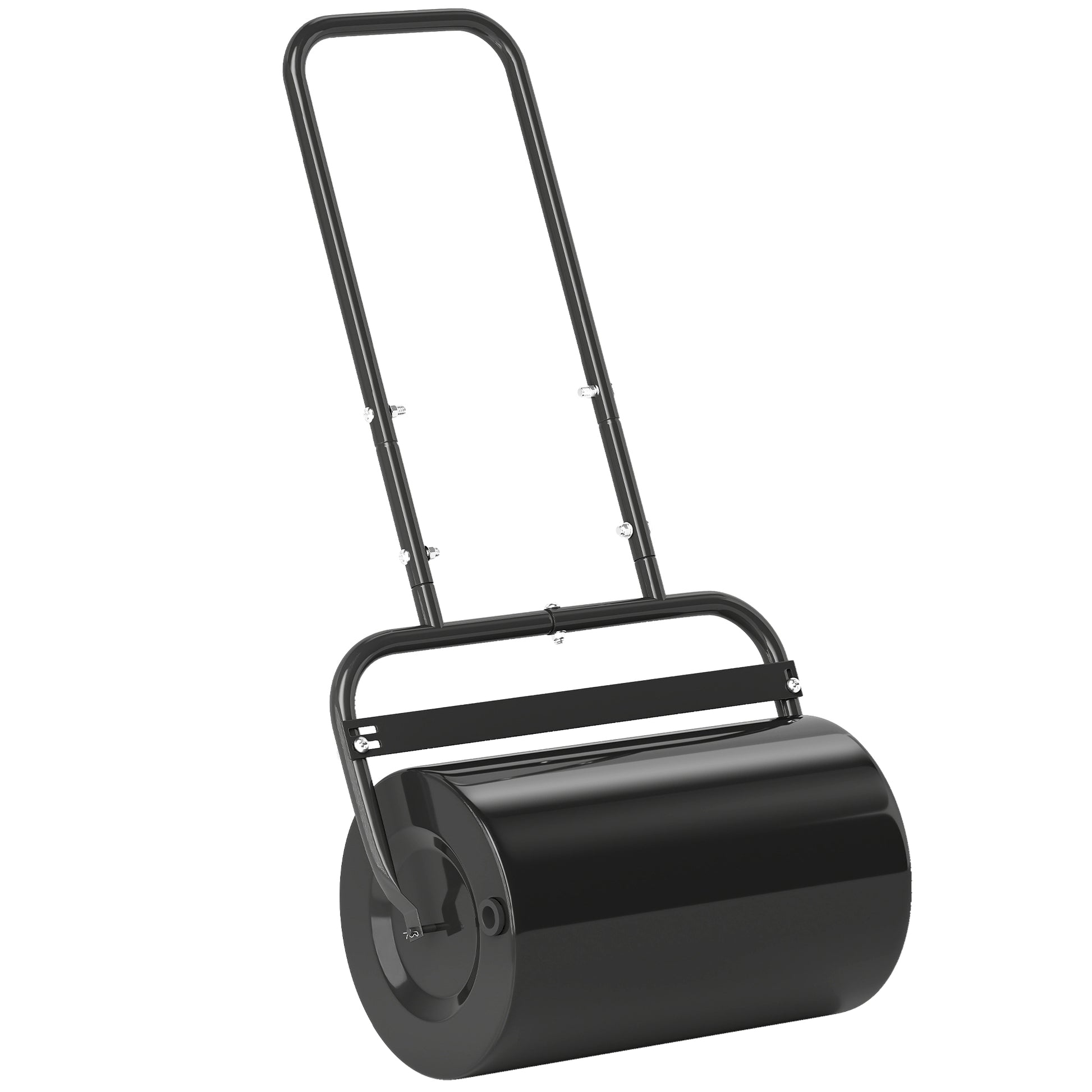 Heavy Duty Lawn Roller, 20" Push/Tow Behind Sod Roller, Grass Flattener Filled with 11gal Water/136lbs Sand, Black