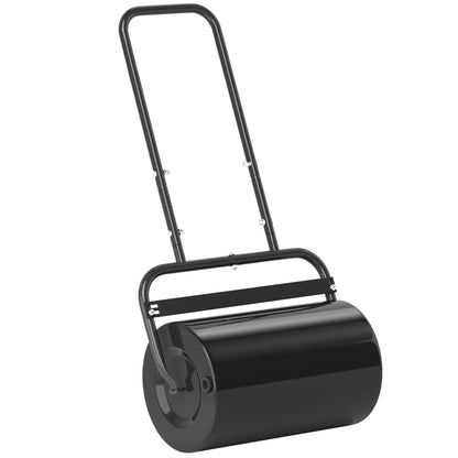 Heavy Duty Lawn Roller, 20" Push/Tow Behind Sod Roller, Grass Flattener Filled with 11gal Water/136lbs Sand, Black