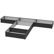 Steel Raised Garden Bed, Set of 5 Large Box Planters for Outdoor Plants Vegetables Flowers Herbs, 8x8x1ft, Dark Grey