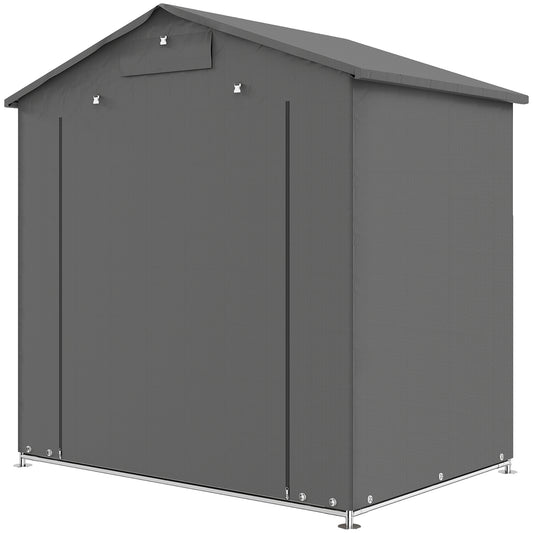 6' x 4' Portable Shed, Waterproof Bike Tent with Roll-up Zipper Door, Vent and Galvanised Metal Frame, Dark Grey