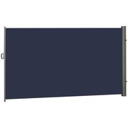 118" x 79" Outdoor Folding Privacy Screen Retractable Side Awning Patio with Resistance to UV Rays and Wind Dark Blue