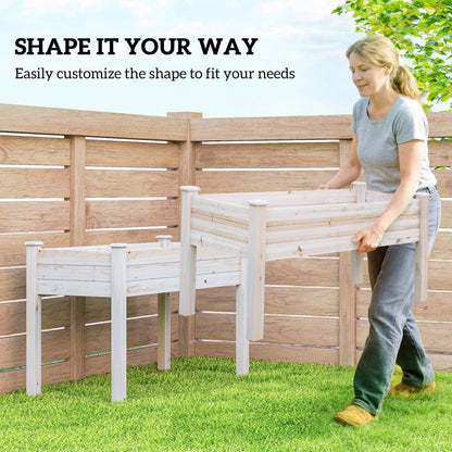 2 Tiers Wood Plant Raised Bed Flower Vegetable Herb Grow Box Stand Garden Step Planter Stand Free Combination