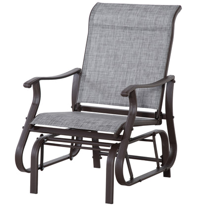 Outdoor Glider Chair, Patio Glider with Steel Frame and Mesh Fabric, Outdoor Patio Chair for Backyard, Garden and Porch, Grey