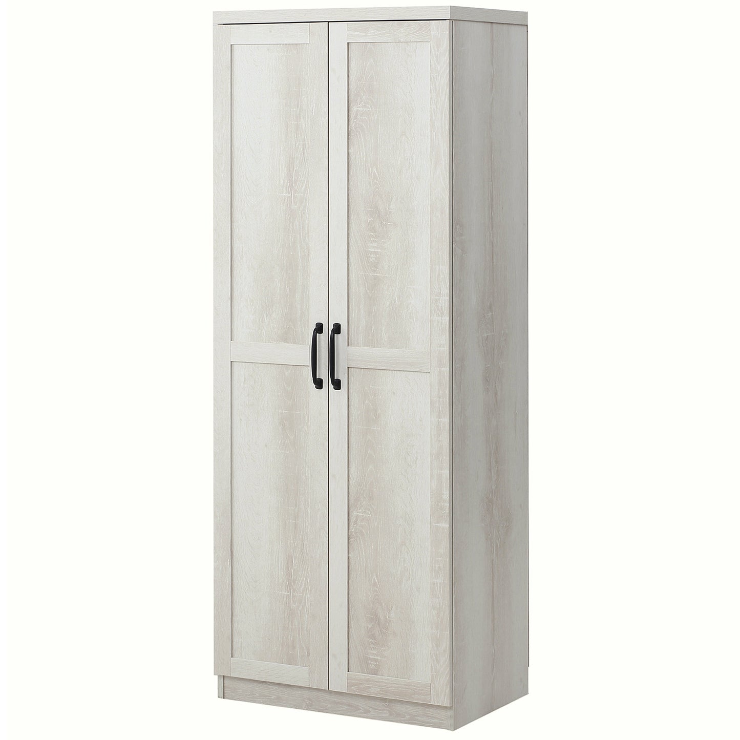 63" Kitchen Storage Cabinet with 5-tier Adjustable Shelves Pantry Cabinet with Doors for Kitchen, Laundry Room, Distressed White