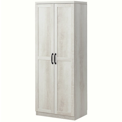 63" Kitchen Storage Cabinet with 5-tier Adjustable Shelves Pantry Cabinet with Doors for Kitchen, Laundry Room, Distressed White