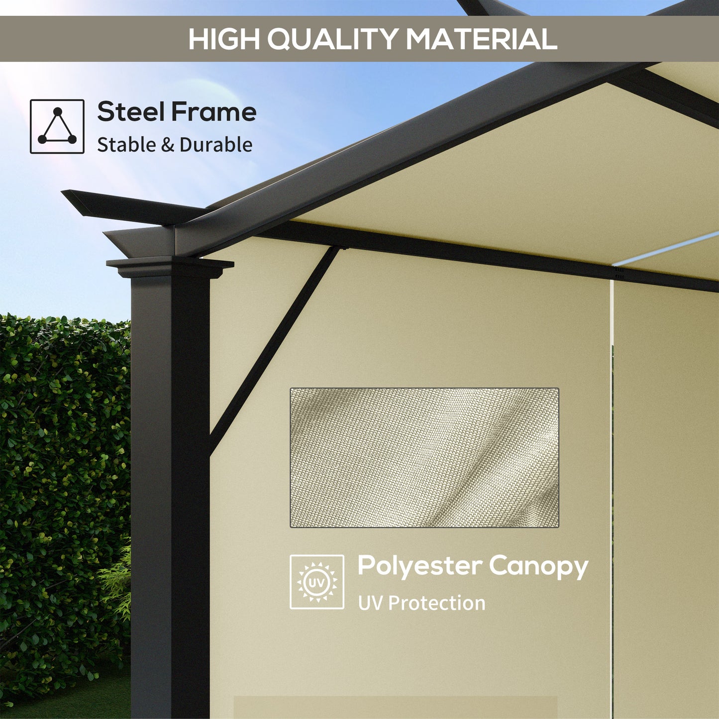 11' x 11' Retractable Pergola Canopy for Patio, Backyard, Beige