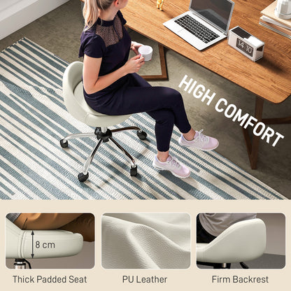 Salon Stool, Adjustable Rolling Stool, White