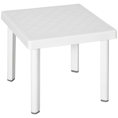 Garden Side Table, Plastic Outdoor Square Coffee Table for Drink, Snack, White