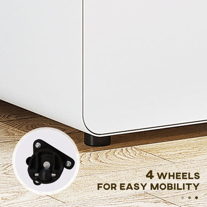 Lockable File Cabinet, Steel Filing Cabinet on Wheels for Legal, A4, Letter Size, Home Office