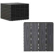 WPC Interlocking Deck Tiles, 11 Pack 12" x 12" Outdoor Tiles, Tools Free Assembly, Waterproof and Non-slip Patio Flooring, Grey