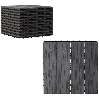 WPC Interlocking Deck Tiles, 11 Pack 12" x 12" Outdoor Tiles, Tools Free Assembly, Waterproof and Non-slip Patio Flooring, Grey