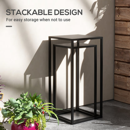 Set of 2 Plant Stands, Decorative Flower Display Holder for Living Room Balcony