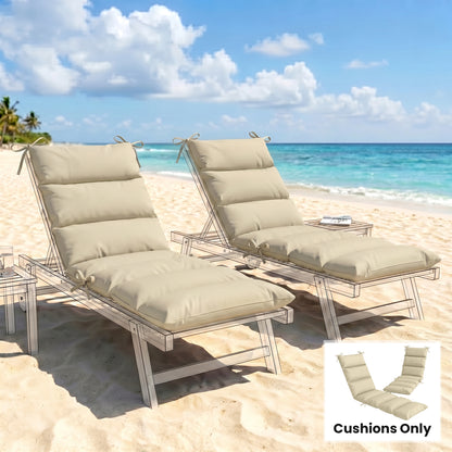 Outdoor Lounge Chair Cushion with Zipper Reversible Chaise Lounge Cushion for Patio Indoor/Outdoor Beige