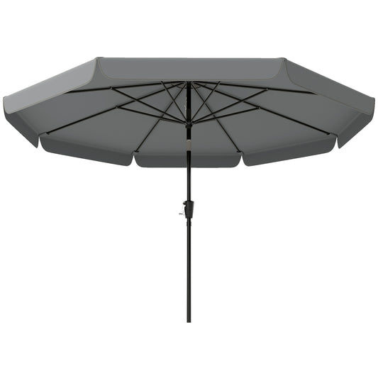 10 ft Patio Umbrella with Push Button Tilt and Crank, Outdoor Market Table Umbrella Parasol, Dark Grey