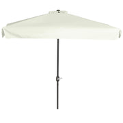 7.5ft Half Umbrella Semi Patio Parasol with Crank Handle, Top Vent for Garden, Balcony- NO BASE INCLUDED, Cream