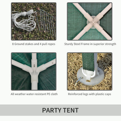 10x10ft Party Tent Portable Gazebo, Folding Garden Canopy Event Shelter Outdoor Sunshade Green