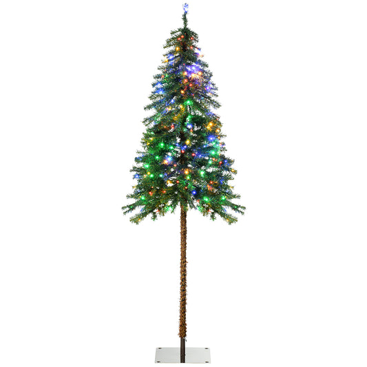 6' Artificial Christmas Tree with Warm White or Colourful LED Lights, Pencil Shape, Steel Base