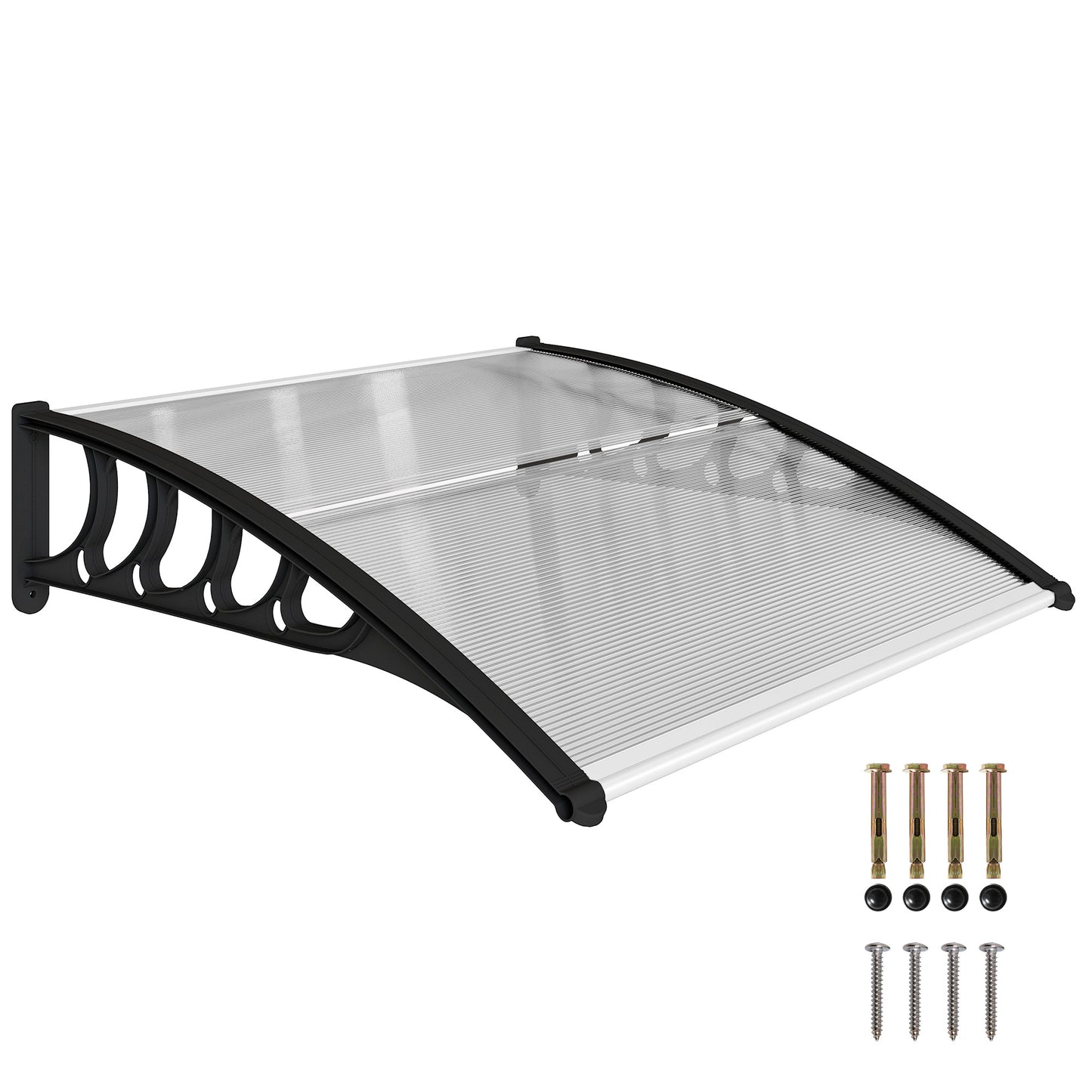 Awning Door Canopy, 40.6" x 38" Polycarbonate Front Door Outdoor Patio Cover with Hollow Sheet for UV Protection, Clear
