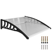 Awning Door Canopy, 40.6" x 38" Polycarbonate Front Door Outdoor Patio Cover with Hollow Sheet for UV Protection, Clear