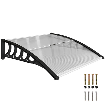 Awning Door Canopy, 40.6" x 38" Polycarbonate Front Door Outdoor Patio Cover with Hollow Sheet for UV Protection, Clear