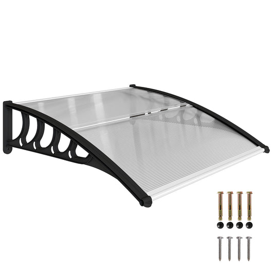 Awning Door Canopy, 40.6" x 38" Polycarbonate Front Door Outdoor Patio Cover with Hollow Sheet for UV Protection, Clear