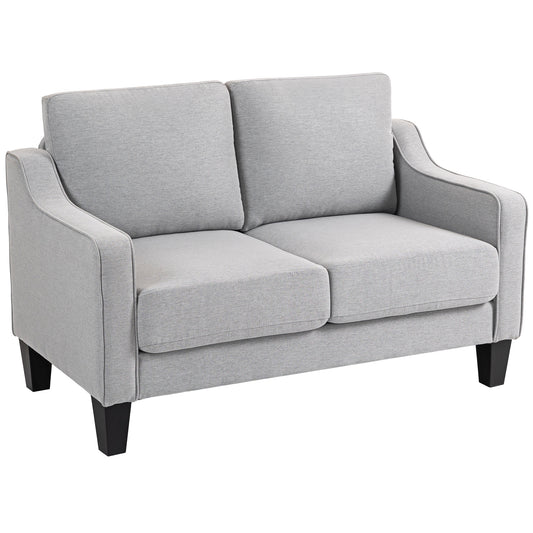 Loveseat Sofa, Modern Couch with Pocket Spring, Linen Upholstered, Thick Padded, Light Grey