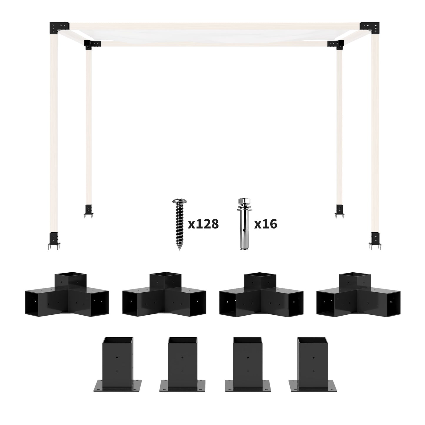 8PCS Pergola Kit, Pergola Brackets with 3-Way & 4-Way Corner Brackets for 4"x4" (Actual 3.6"x3.6") Lumber