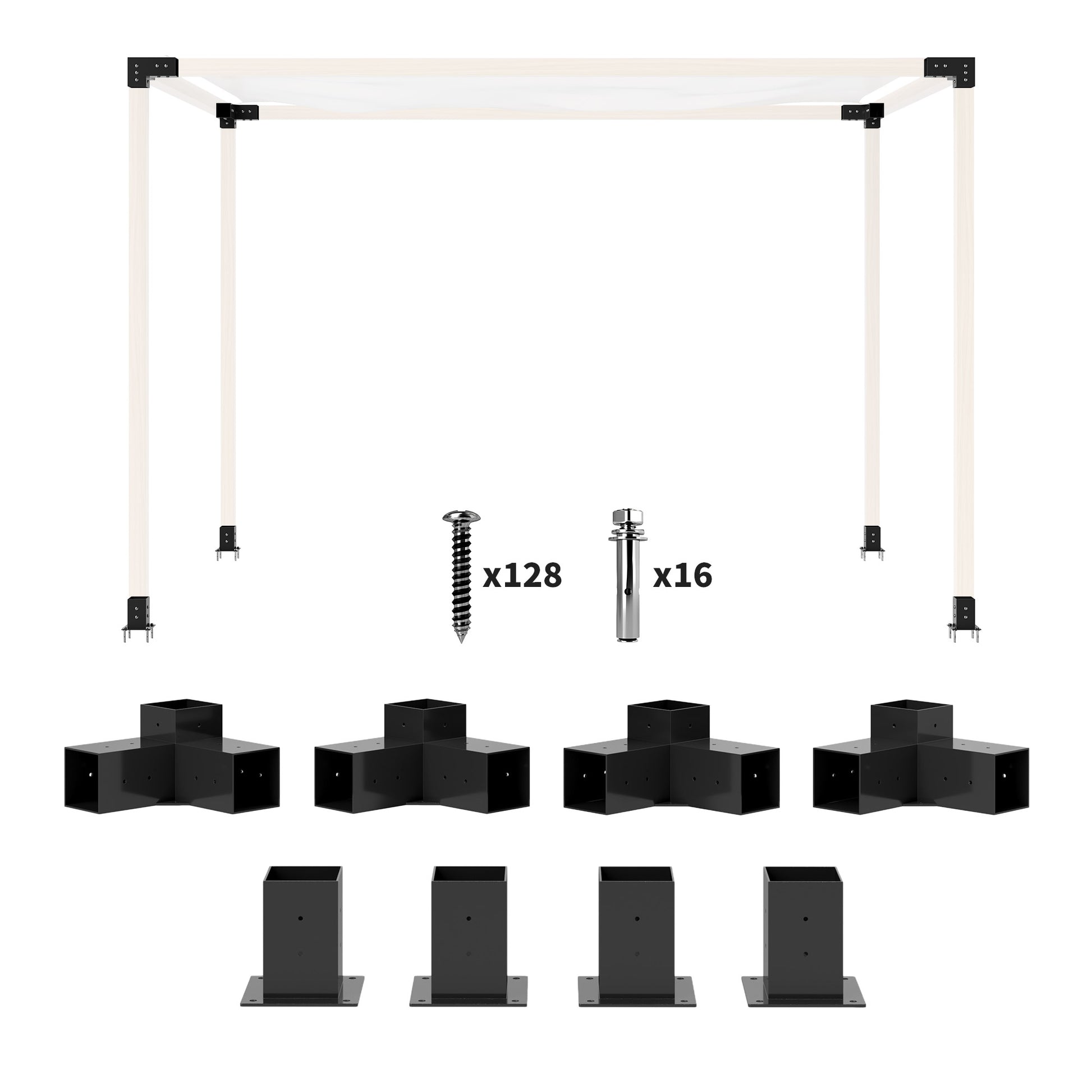 8PCS Pergola Kit, Pergola Brackets with 3-Way & 4-Way Corner Brackets for 4"x4" (Actual 3.6"x3.6") Lumber