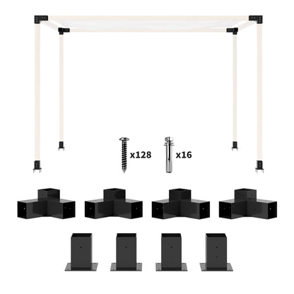 8PCS Pergola Kit, Pergola Brackets with 3-Way & 4-Way Corner Brackets for 4"x4" (Actual 3.6"x3.6") Lumber