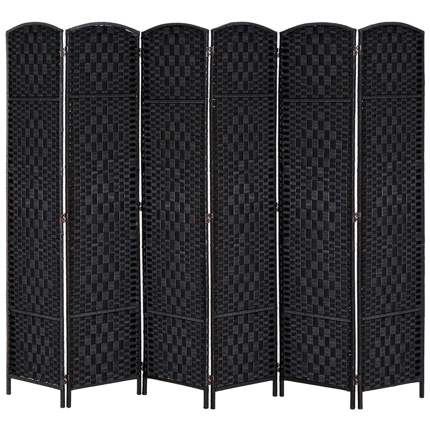6ft Folding Room Divider, 6 Panel Wall Partition with Wooden Frame for Bedroom, Home Office, Black