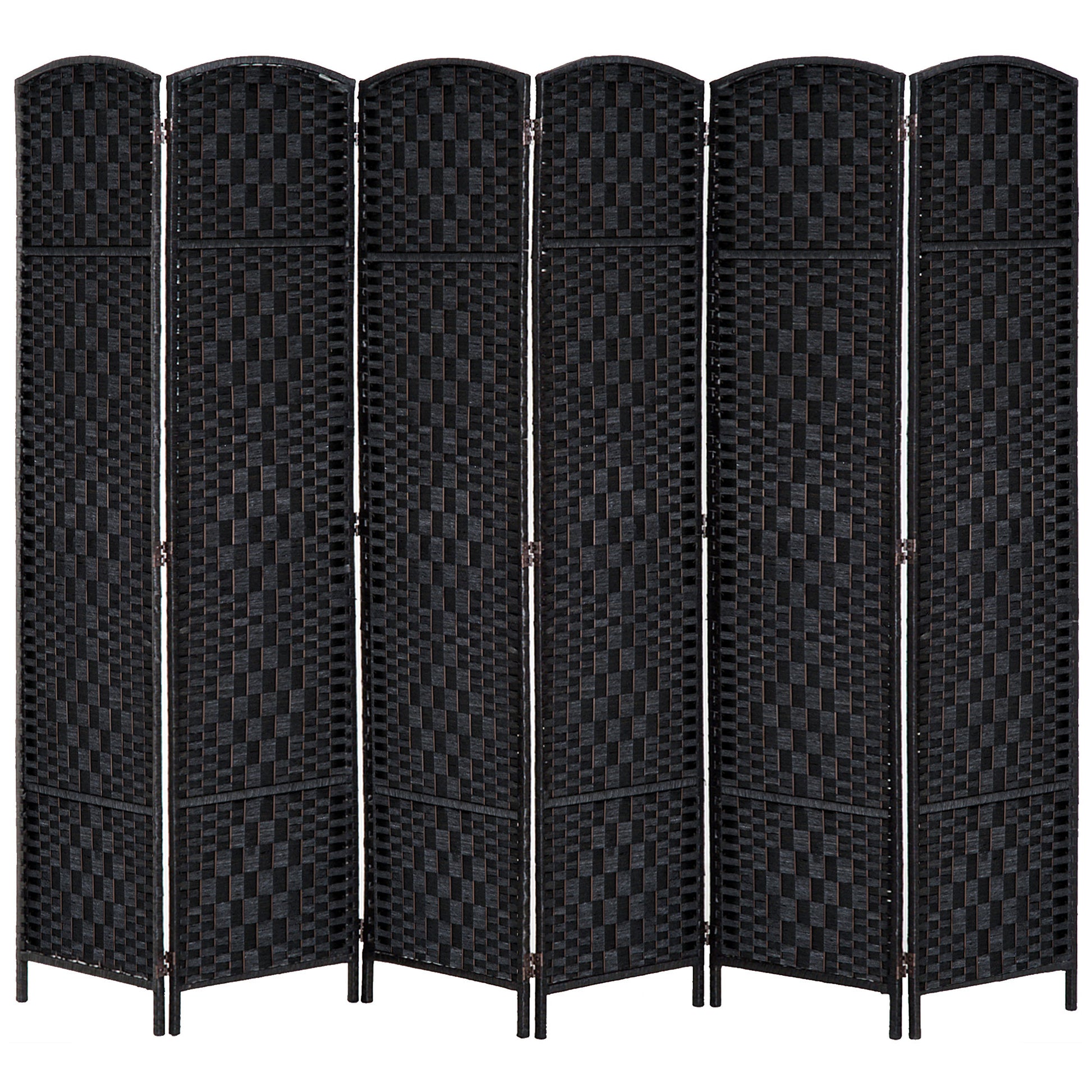 6ft Folding Room Divider, 6 Panel Wall Partition with Wooden Frame for Bedroom, Home Office, Black