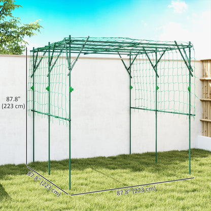 Garden Arch Cucumber Trellis for Climbing Plants, 7.3 FT Tall Metal Plant Trellis Support with Climbing Net, Green