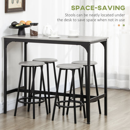 5-Piece Bar Table Set for 4, Industrial Counter Height Bar Table and Chairs for Kitchen, Dining Room, Grey