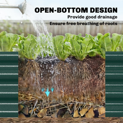 12 x 4 x 1ft Galvanized Raised Garden Bed, Reinforced Outdoor Planter Box with Open Bottom, Green