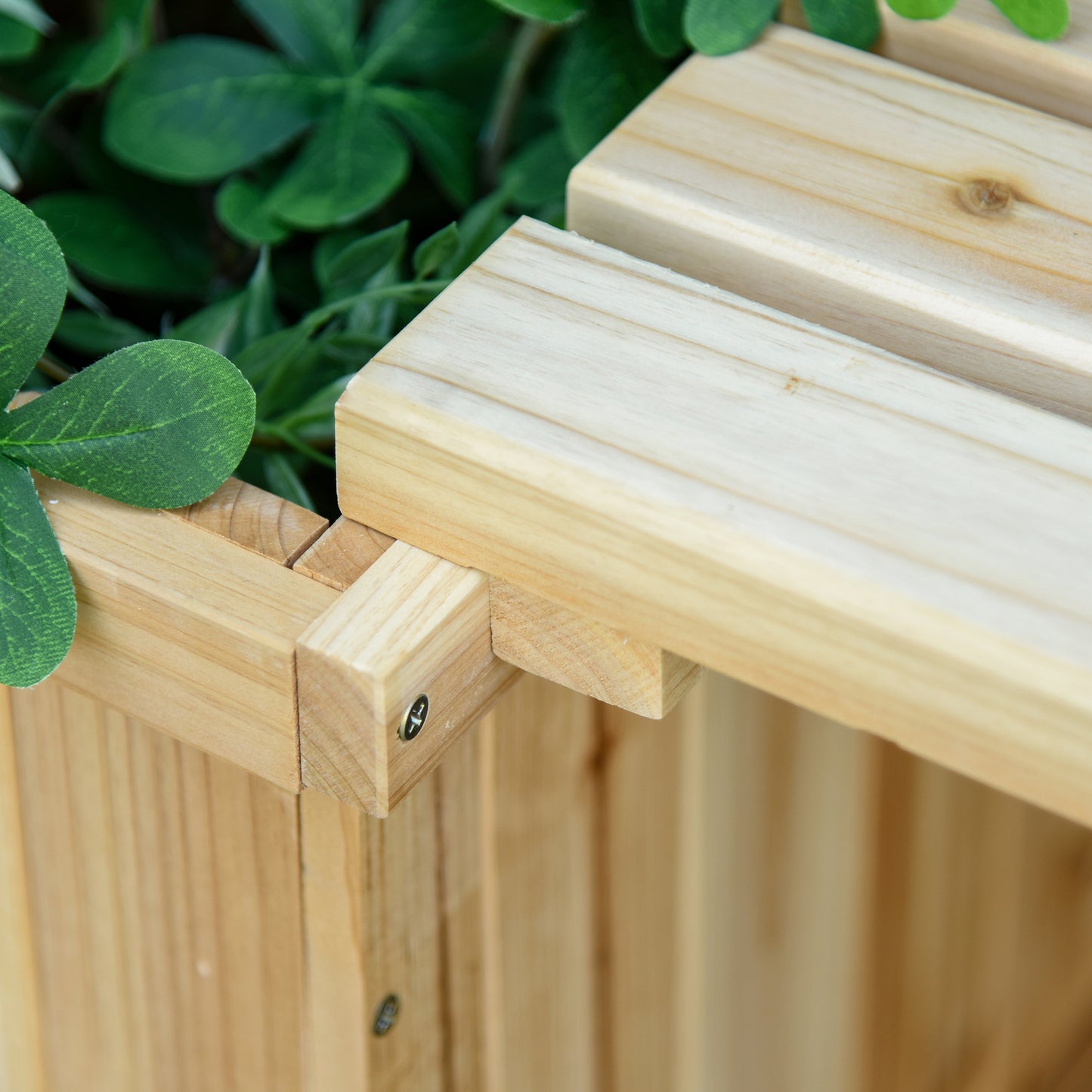 Garden Planter with Raised Garden Bed Bench for Patio Park, 69.25" x 15" x 15.75", Natural