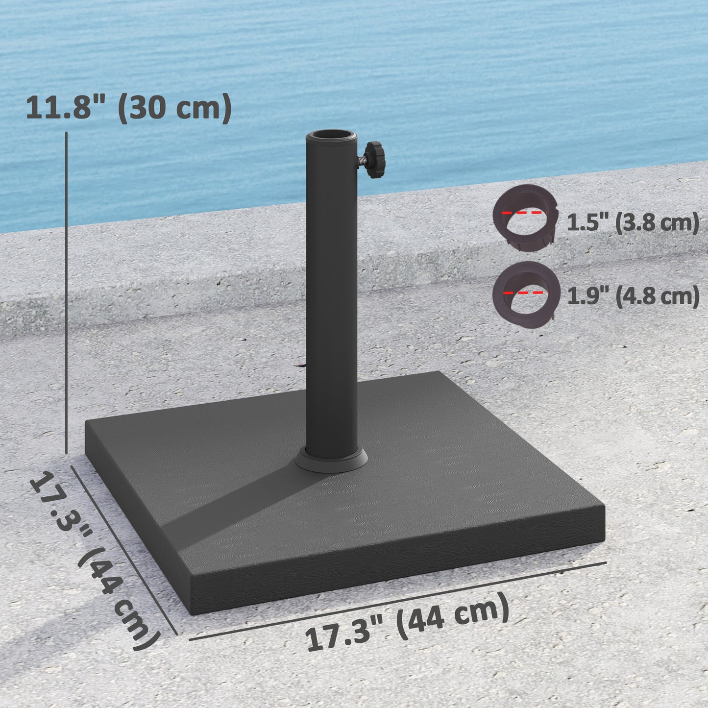 Patio Umbrella Base, 40 lbs Concrete Heavy Duty Umbrella Base for 1.5"/1.9", Black