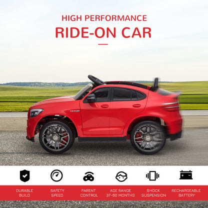 Aosom 12V/7AH Kids Ride on Car, Mercedes Benz AMG GLC63S Coupe, Electric Car with Remote Control, Handle, 2 Speed, with Music, Electric Light, Easy to Move, Red