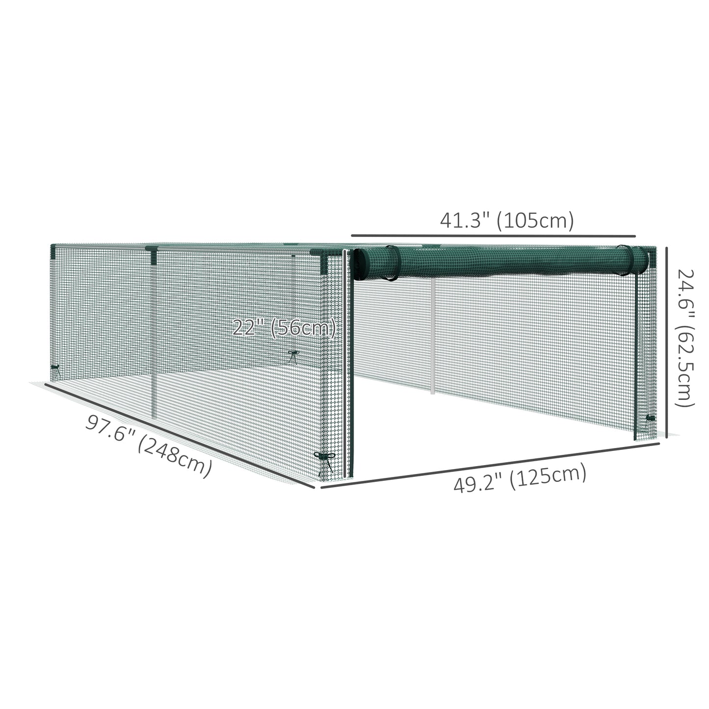 8' x 4' Plant Protection Cage with Zipper Roll-Up Door, Plant Protector from Animals with Galvanised Steel Frame