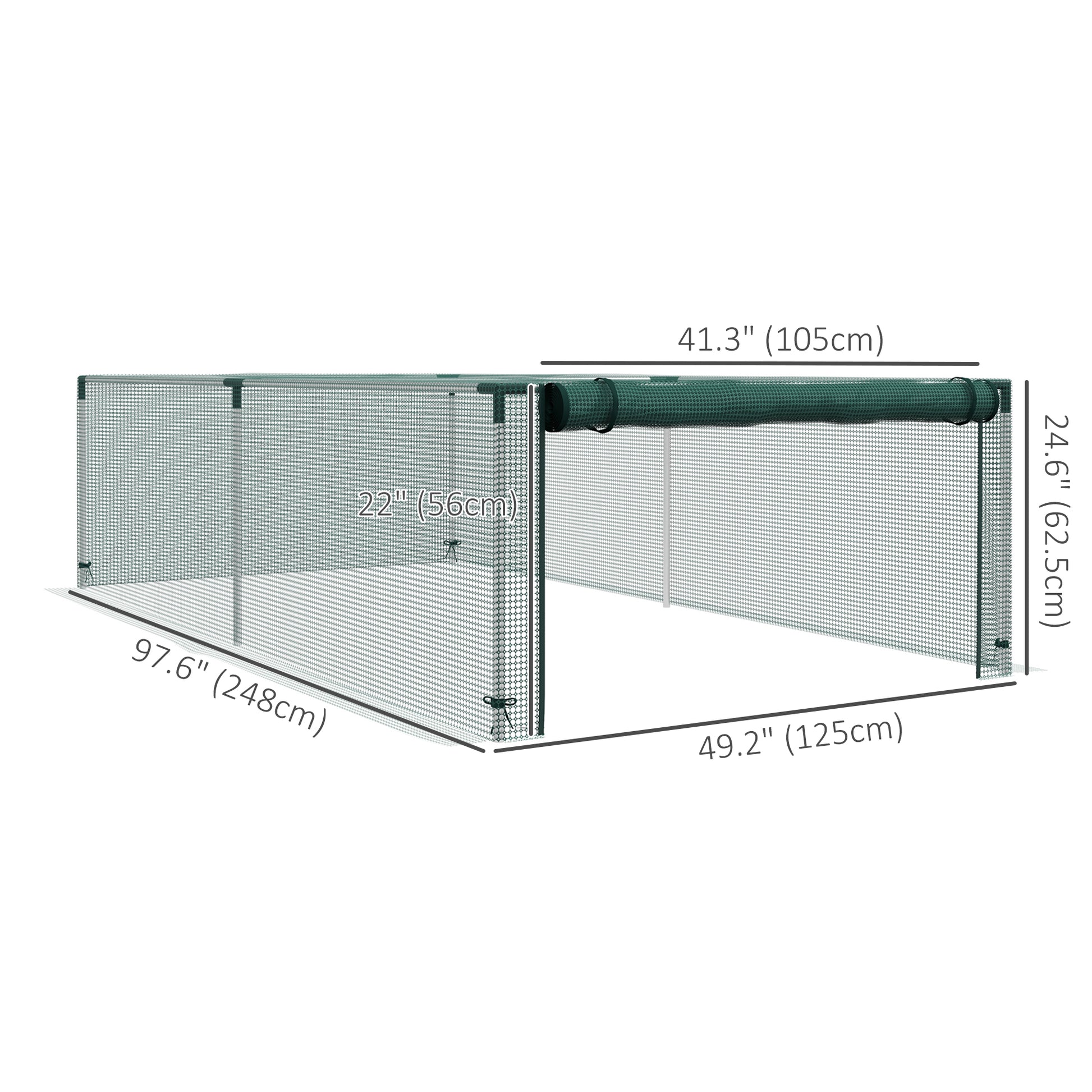 8' x 4' Plant Protection Cage with Zipper Roll-Up Door, Plant Protector from Animals with Galvanised Steel Frame
