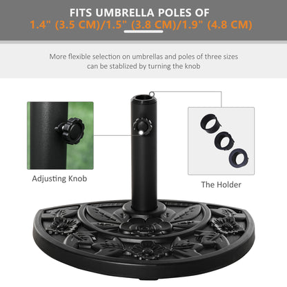 20 lb Heavy Duty Half Umbrella Base, Outdoor Concrete Umbrella Stand, Patio Half Round Base for Market Umbrella, Black