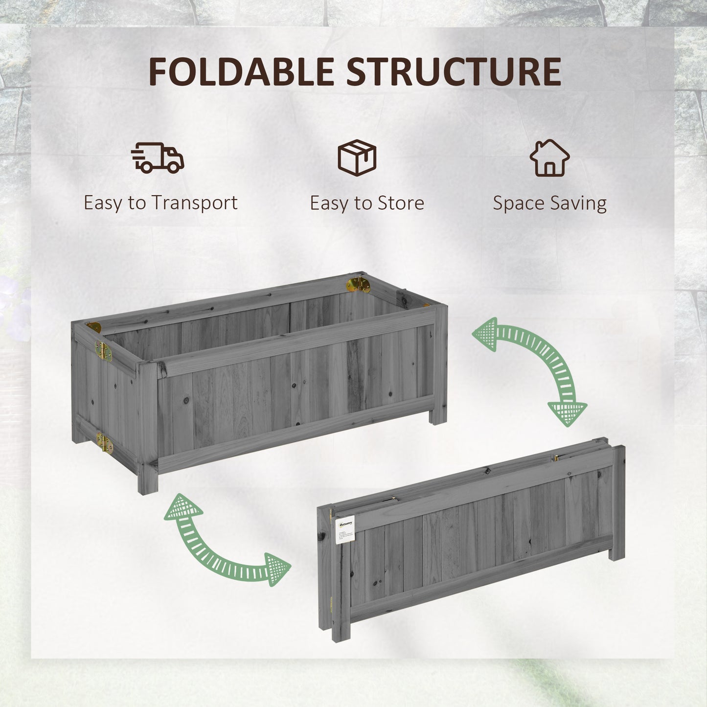 Foldable Elevated Planter Box, Wooden Raised Garden Bed for Backyard, Patio to Grow Vegetables, Herbs, Flowers, Grey