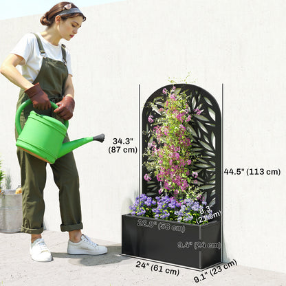 Metal Garden Bed with Trellis for Climbing Plants, Freestanding or Wall Mounted Flower Bed for Garden, Patio, Balcony