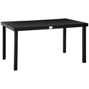Aluminum Outdoor Dining Table for 6, Patio Rectangular Table, 55" W x 35.5" D x 29.25" H, Black