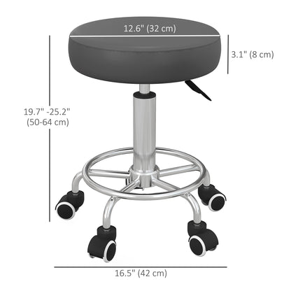 Salon Stool with Adjustable Height, PU Leather Barber Rolling Massage Tattoo Chair for Bar Beauty SPA, Grey