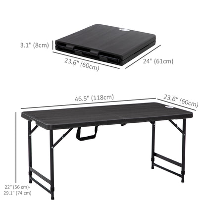 Foldable Patio Dining Table for 4, Height Adjustable Outdoor Table for Garden Lawn Backyard, Dark Grey