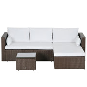 3pcs Modern Rattan Sofa Set, Wicker Patio Furniture Set with Coffee Table, Cushions, Pillows